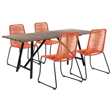 Blue River Koala and Shasta 5-Piece Patio Dining Set in Light Eucalyptus, Black and Tangerine, , large