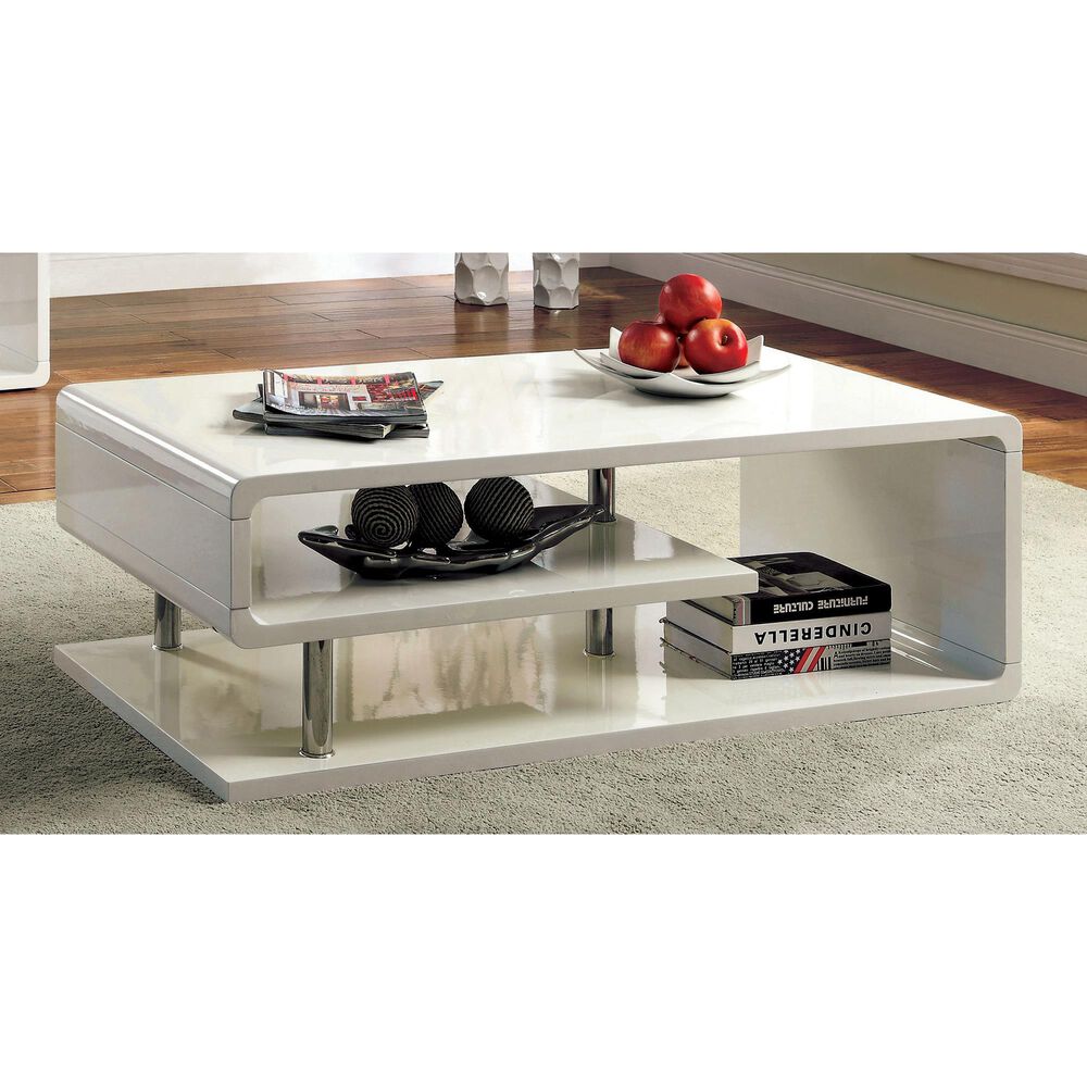 Furniture of America Appel 2-Piece Occasional Table Set in White and Chrome, , large