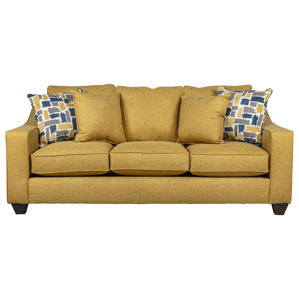 J Cooper USA Galaxy Stationary Sofa in Maze Yellow, , large