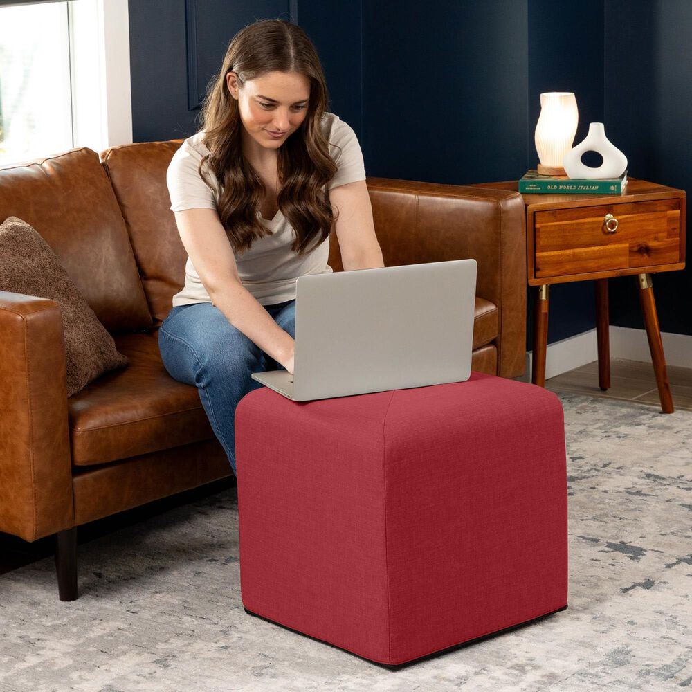 Jaxx Monroe Small Ottoman in Poppy Red, , large