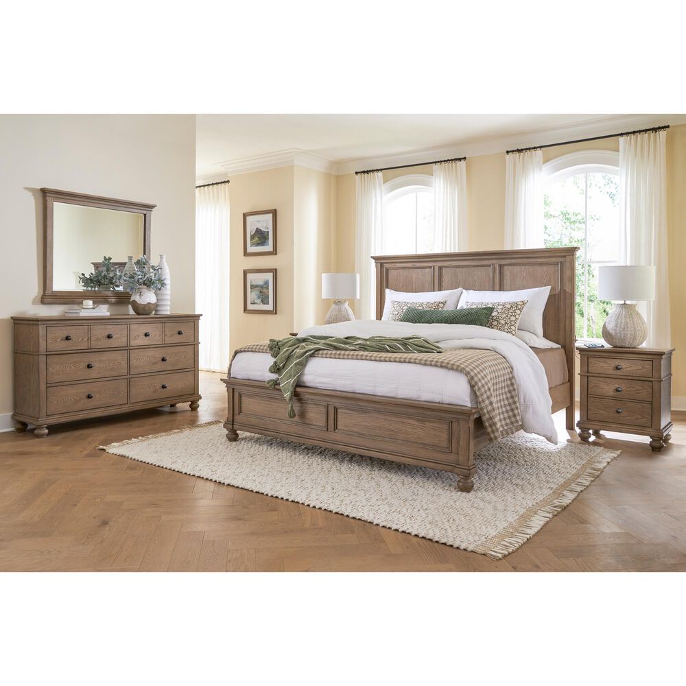 Riva Ridge Oxford 6-Drawer Dresser with Mirror in Tan, , large