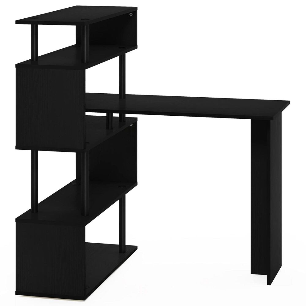 HOMLUX 5-Tier Shelves L-Shape Computer Desk in Americano and Black, , large