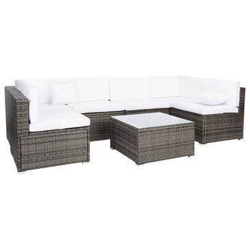 Safavieh Noreen 7-Piece Patio Living Set in Gray Brown, , large