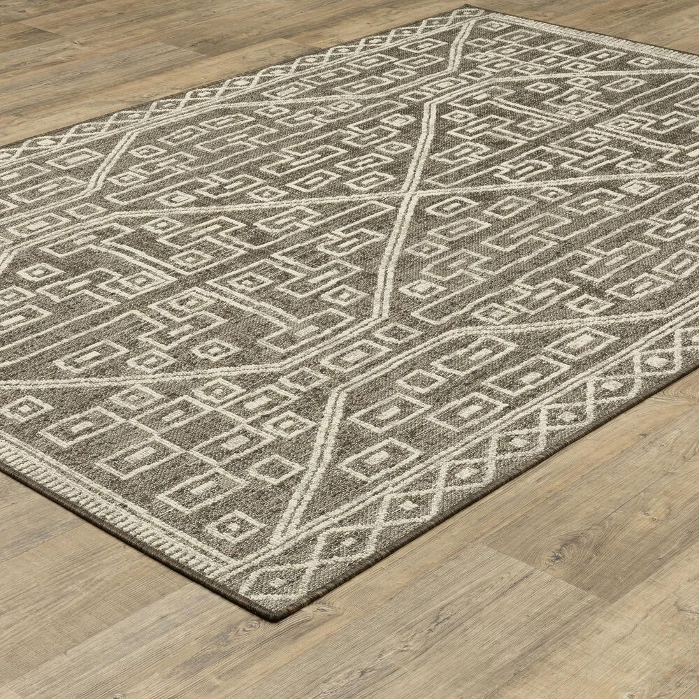 ROW by Oriental Weavers Zarina Southwestern Brown and Beige 3'3" x 5' Indoor/Outdoor Area Rug, , large