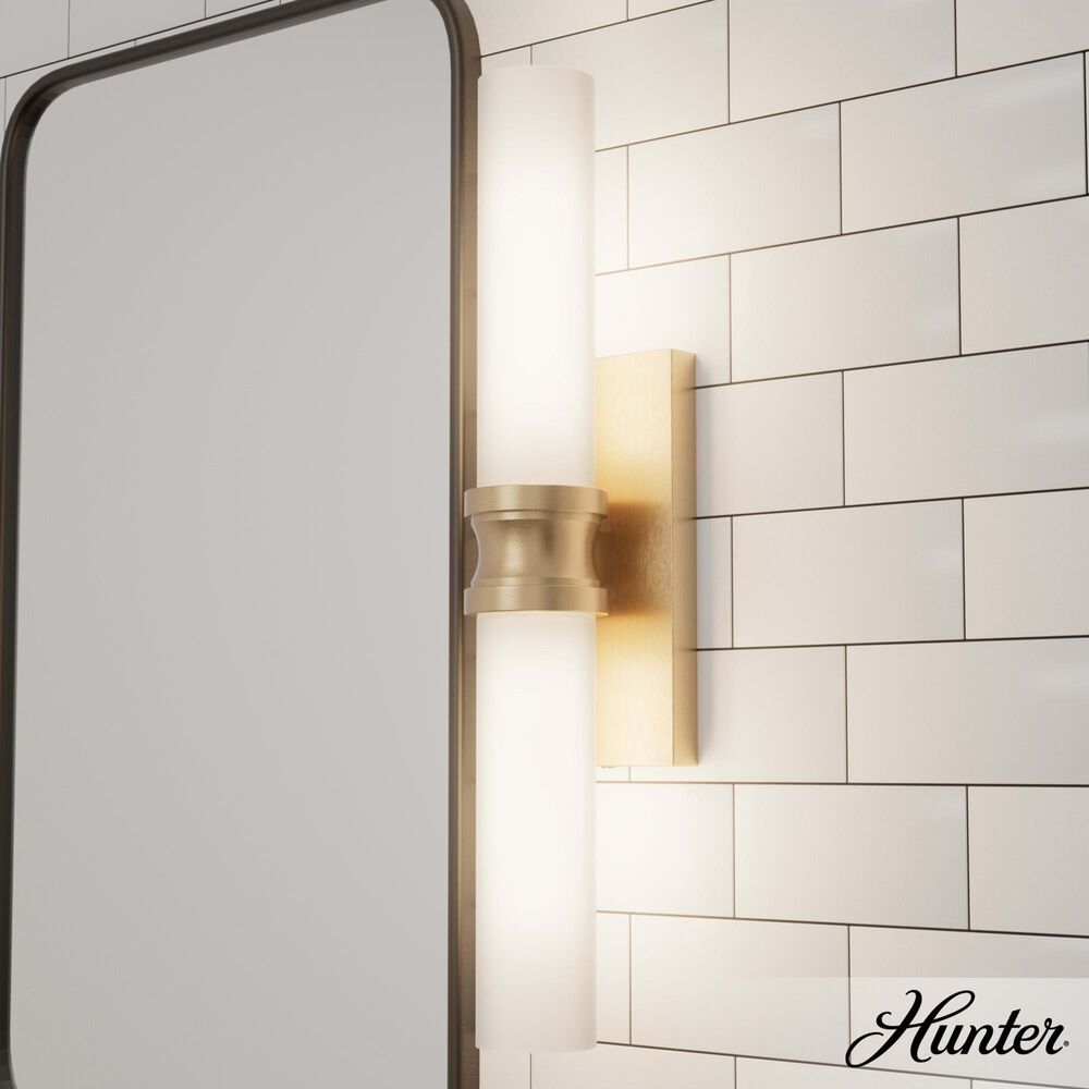 Hunter Lenlock 22&quot; 2-Light Vanity with Cased White Shade in Alturas Gold, , large
