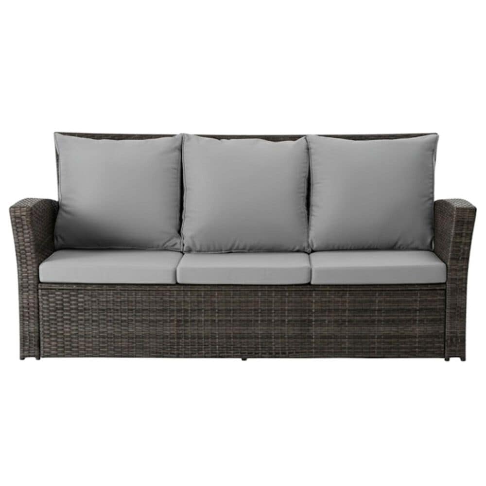 Hearth and Haven Outdoor Sofa with Black Wicker Frame in Gray, , large