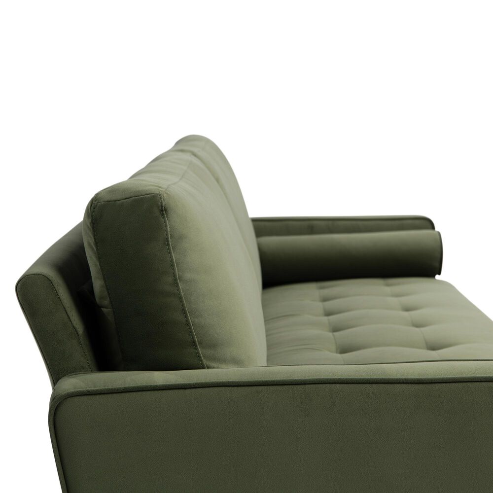 Lifestyle Solutions Langford Stationary Velvet Sofa in Olive, , large