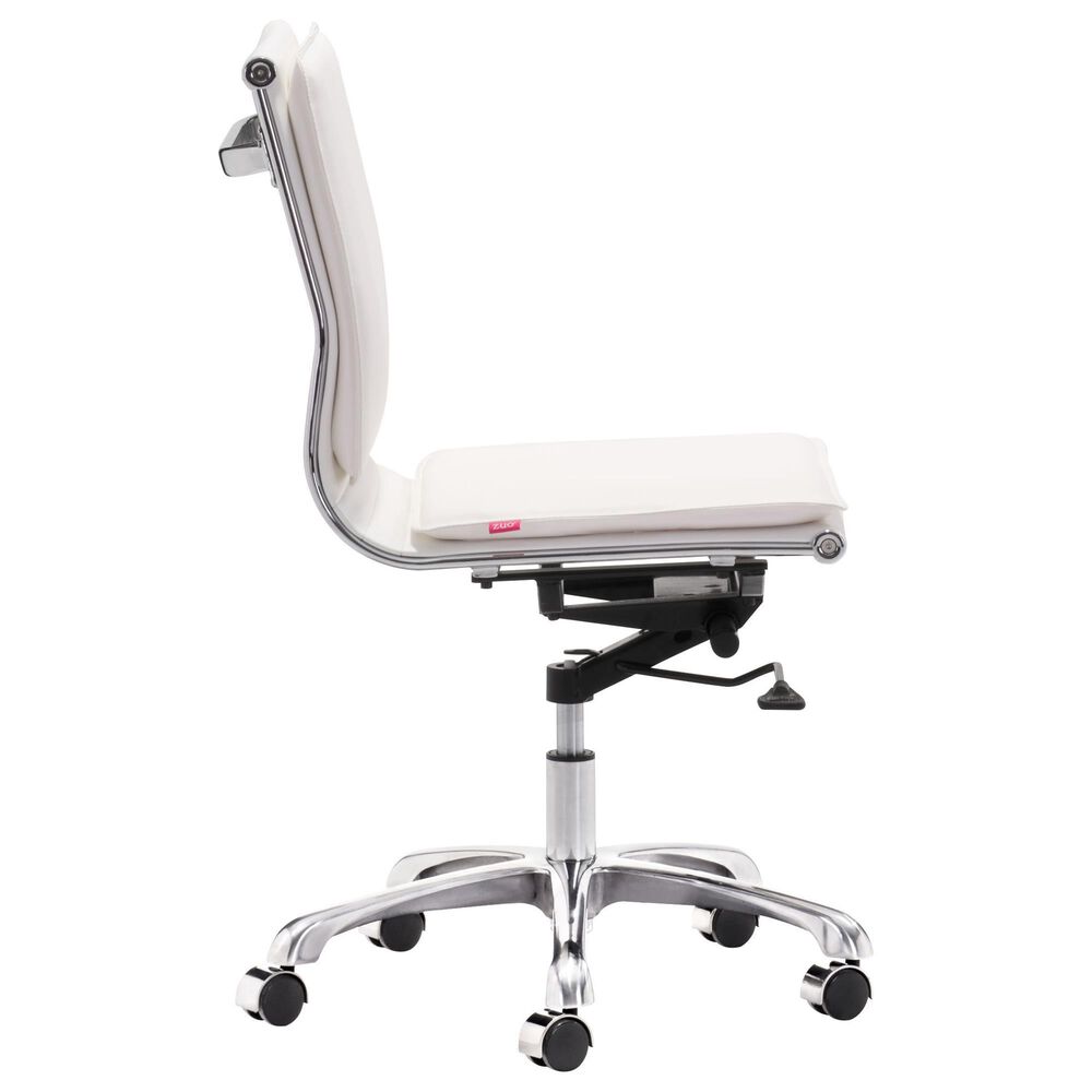 Zuo Modern Lider Plus Office Chair in White and Silver, , large