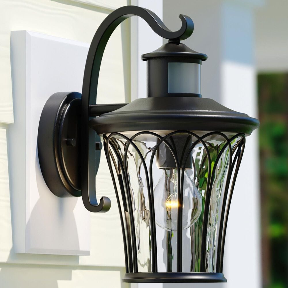 Vaxcel Abigail 1-Light Outdoor Motion Sensor Wall Sconce in Textured Black, , large