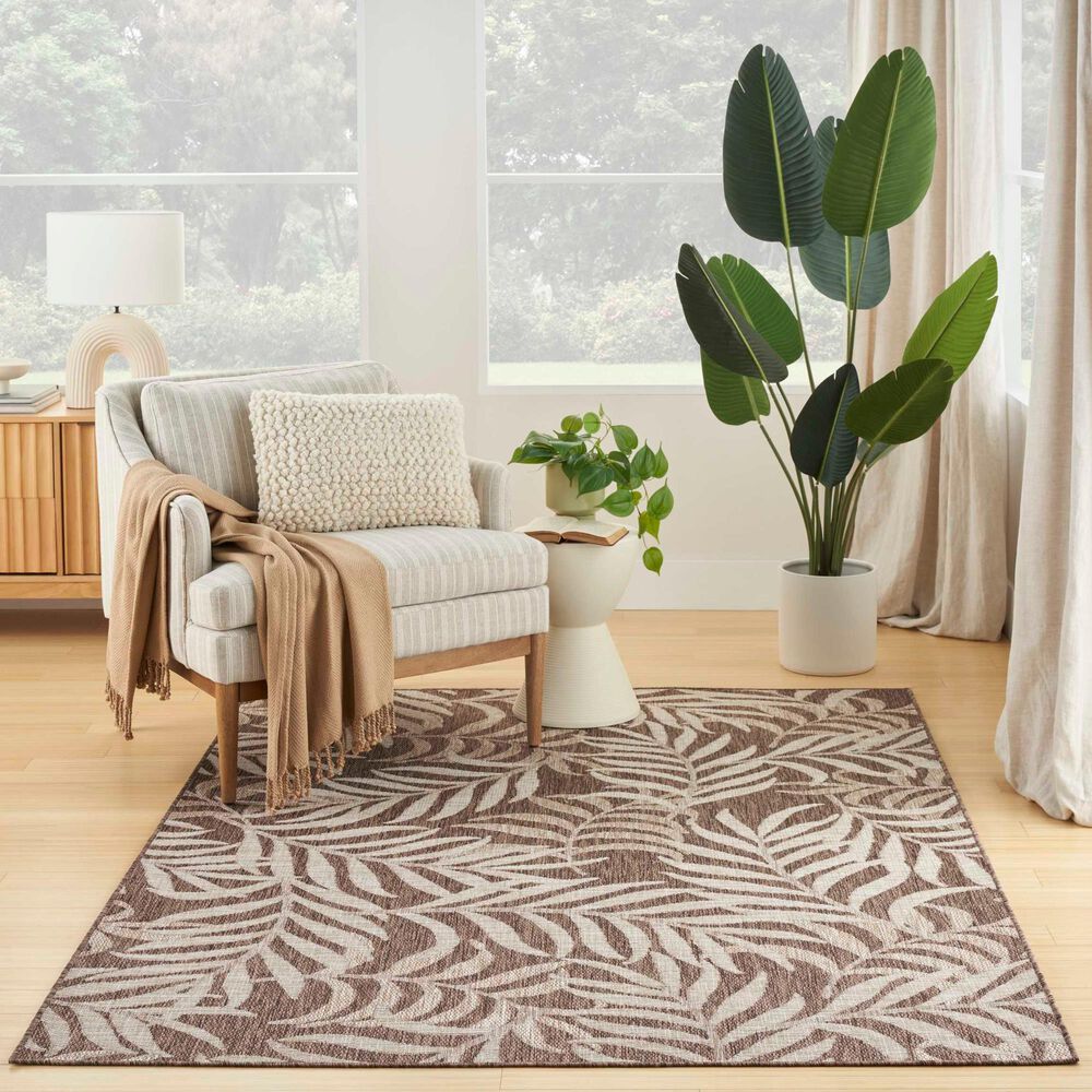 Nourison Garden Oasis Nature Mocha 5&#39; x 7&#39; Indoor/Outdoor Area Rug, , large