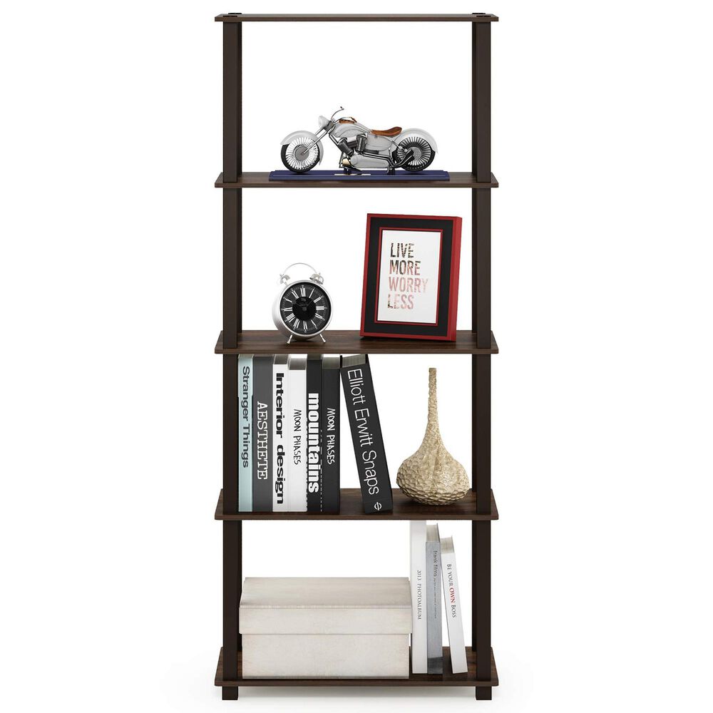 HOMLUX 5-Tier Display Rack in Walnut and Brown, , large