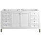 James Martin Vanities Chicago 60" Double Bathroom Vanity in Glossy White with Single Hole 3 cm White Zeus Quartz Top and Rectangular Sinks, , large
