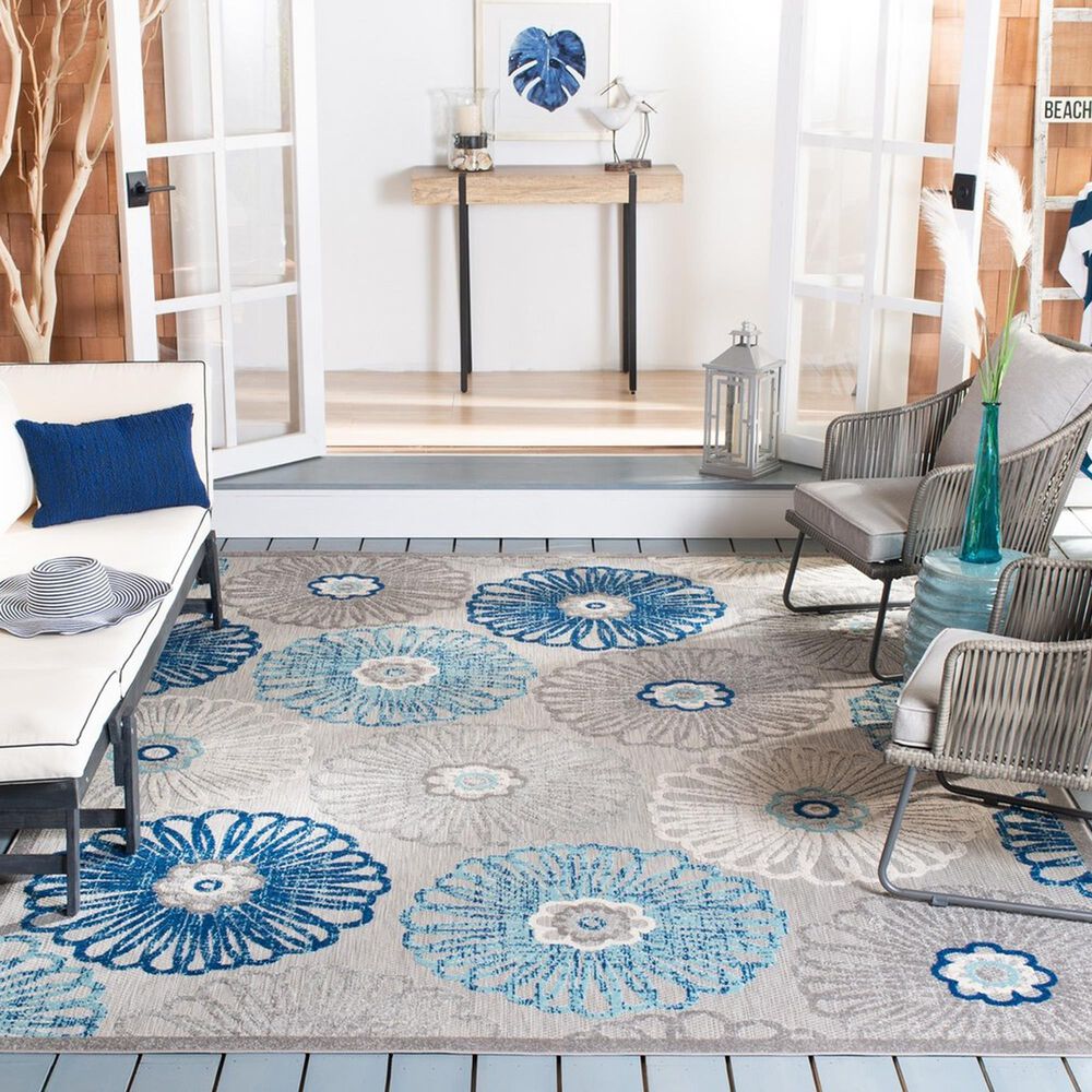 Safavieh Cabana CBN801F 8&#39; x 10&#39; Grey and Blue Indoor/Outdoor Area Performance Rug, , large