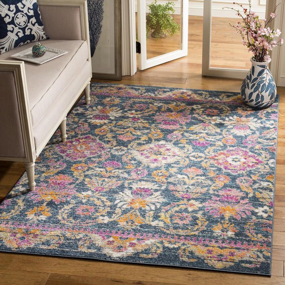 Safavieh Madison MAD130C 4&#39; x 6&#39; Blue and Fuchsia Area Rug, , large