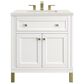 James Martin Vanities Chicago 30" Single Bathroom Vanity in Glossy White with 3 cm Lime Delight Quartz Top and Rectangular Sink, , large
