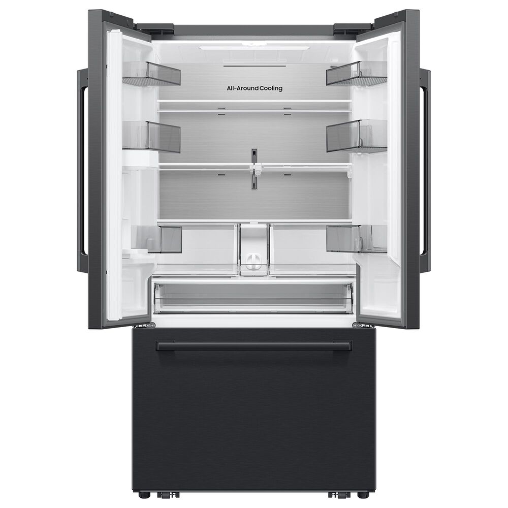 Samsung Bespoke AI 30 Cu. Ft. French Door Refrigerator with Zero Clearance Fit and In-Door Tall Water Dispenser in Matte Black Steel, , large
