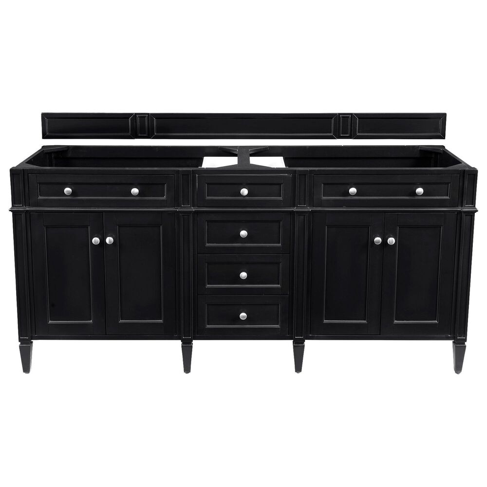 James Martin Vanities Brittany 72&quot; Double Bathroom Vanity in Black Onyx with 3 cm Arctic Fall Solid Surface Top and Rectangle Sinks, , large