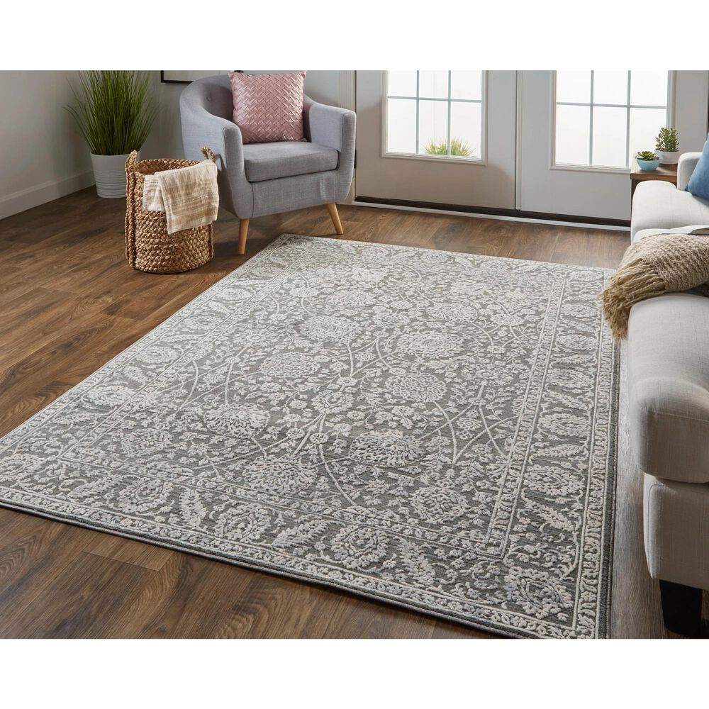 Feizy Thackery 7&#39;10&quot; x 9&#39;10&quot; Charcoal and White Area Rug, , large