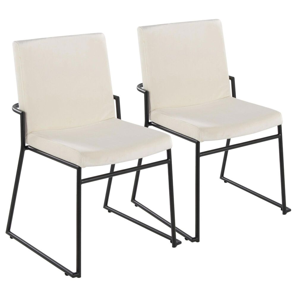 LumiSource Dutchess Side Chair with Cream Velvet Cushion in Black (Set of 2), , large