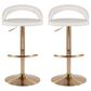 LumiSource Grotto Adjustable Bar Stool with White Faux Leather Upholstery in Gold (Set of 2), , large