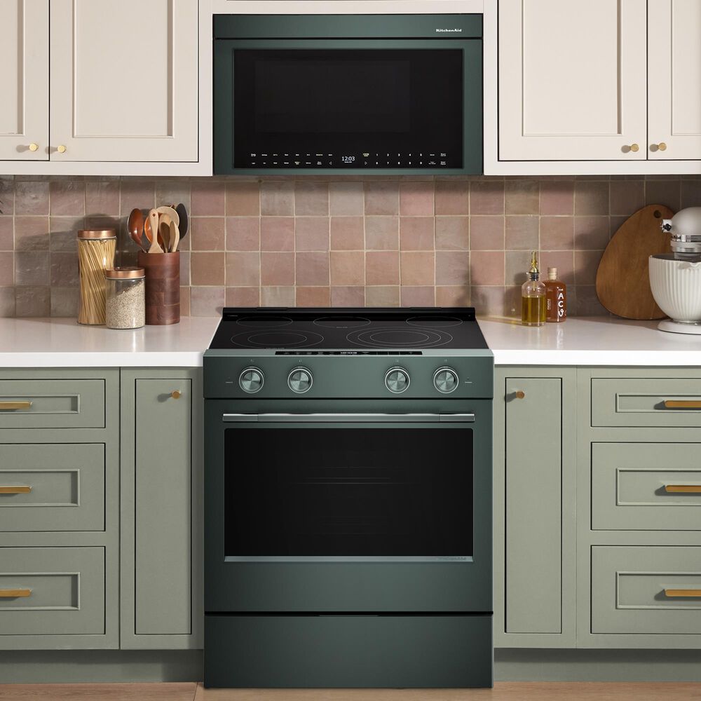 KitchenAid 2-Piece Kitchen Package with 30" Slide-In Smart Electric Range and 30" Over-the-Range Microwave Oven in Juniper, , large
