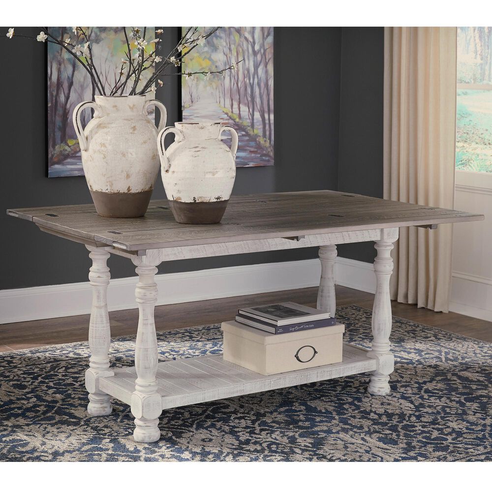 Ashley Havalance Flip-Top Sofa Table in Weathered Gray and Vintage White, , large