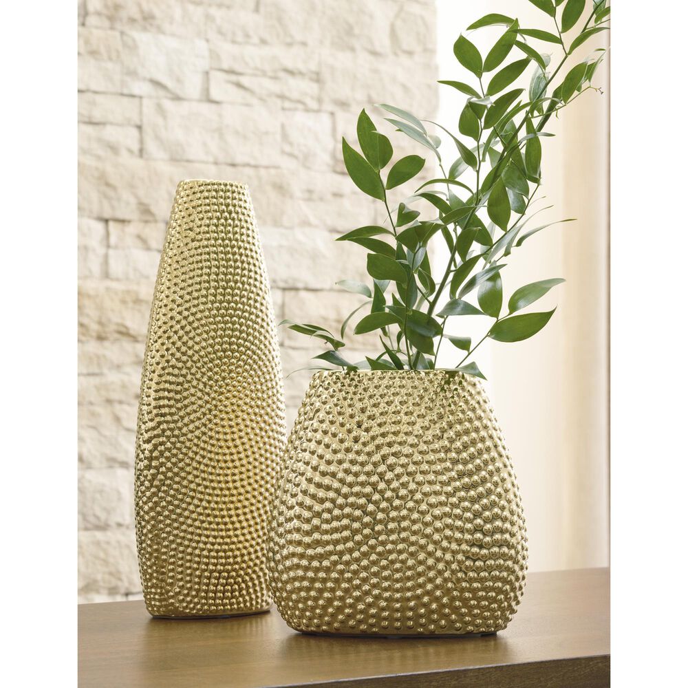 Ashley Efim 8&quot; Vase in Gold, , large