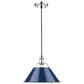 Golden Lighting Orwell 1-Light Wide Large Pendant with Matte Navy Shade in Chrome, , large