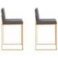 Lumisource Fuji High Back Counter Stool with Grey Faux Leather Cushion in Gold (Set of 2), , large