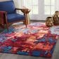 Nourison Prismatic PRS13 5"7" x 7"5" Blue and Flame Area Rug, , large