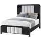 Modern Market Beckett Queen Platform Bed with LED Lights in Black Finish and White Fluted Upholstery, , large