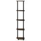 HOMLUX 5-Tier Modern Tall Corner Open Bookshelf in Columbia Walnut and Black, , large