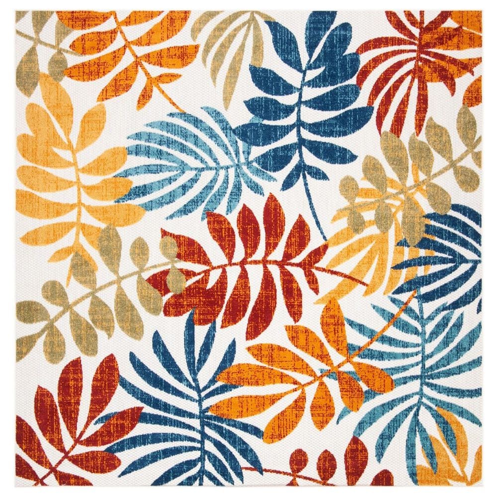 Safavieh Cabana CBN814A 4" Square Creme and Red Indoor/Outdoor Area Performance Rug, , large