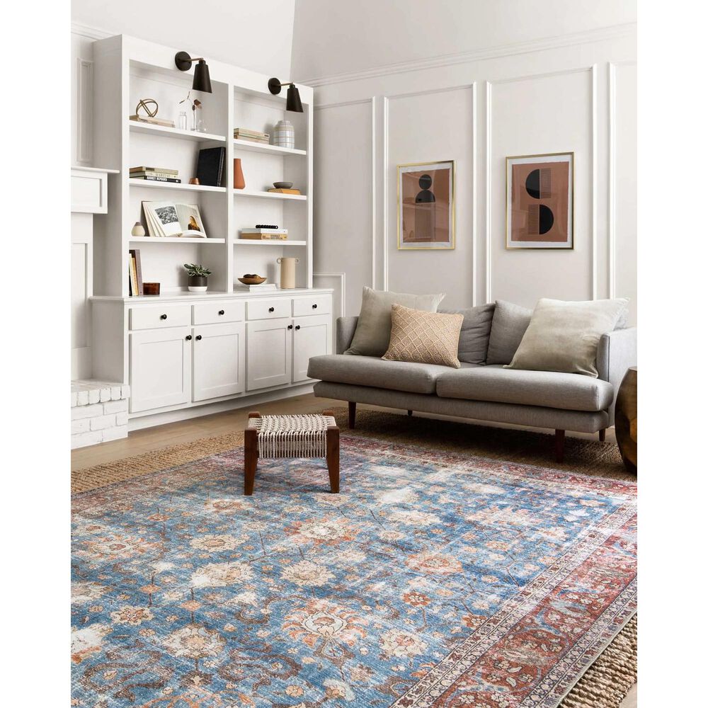 Loloi Loren LQ-01 2&#39;3&quot; x 3&#39;9&quot; Blue and Brick Area Rug, , large
