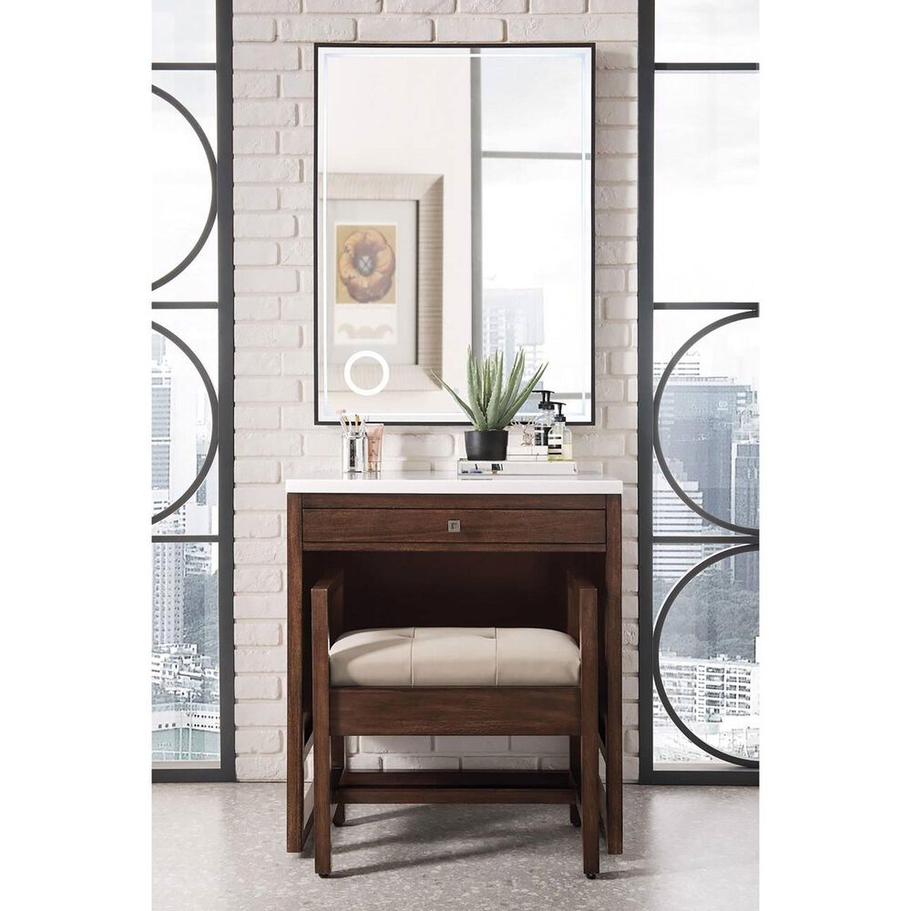 James Martin Vanities Addison 24.5&quot; Upholstered Bench in Mid Century Acacia, , large