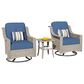 HOMLUX 3-Piece Outdoor Swivel Rocking Chair Set and Side Table in Denim Blue, , large