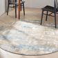Nourison Rush 6" Round Blue and Beige Area Rug, , large