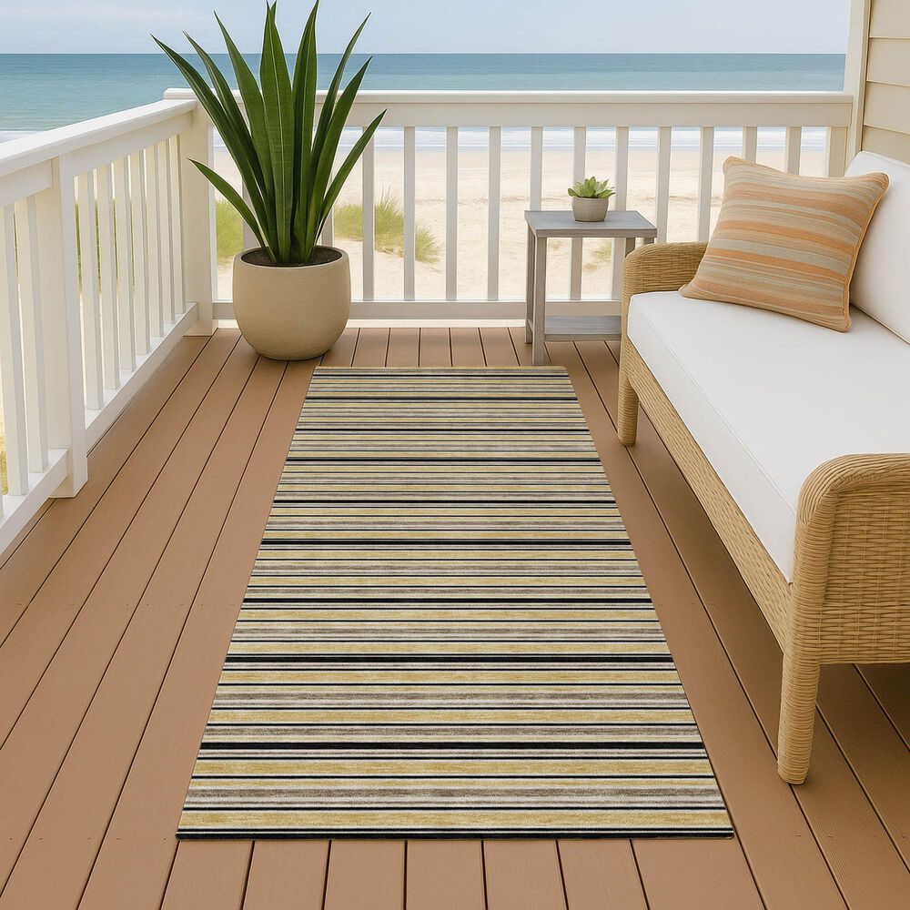 Dalyn Rug Company Soft Essentials Striped Honey 2'3" x 7'6" Indoor/Outdoor Runner, , large