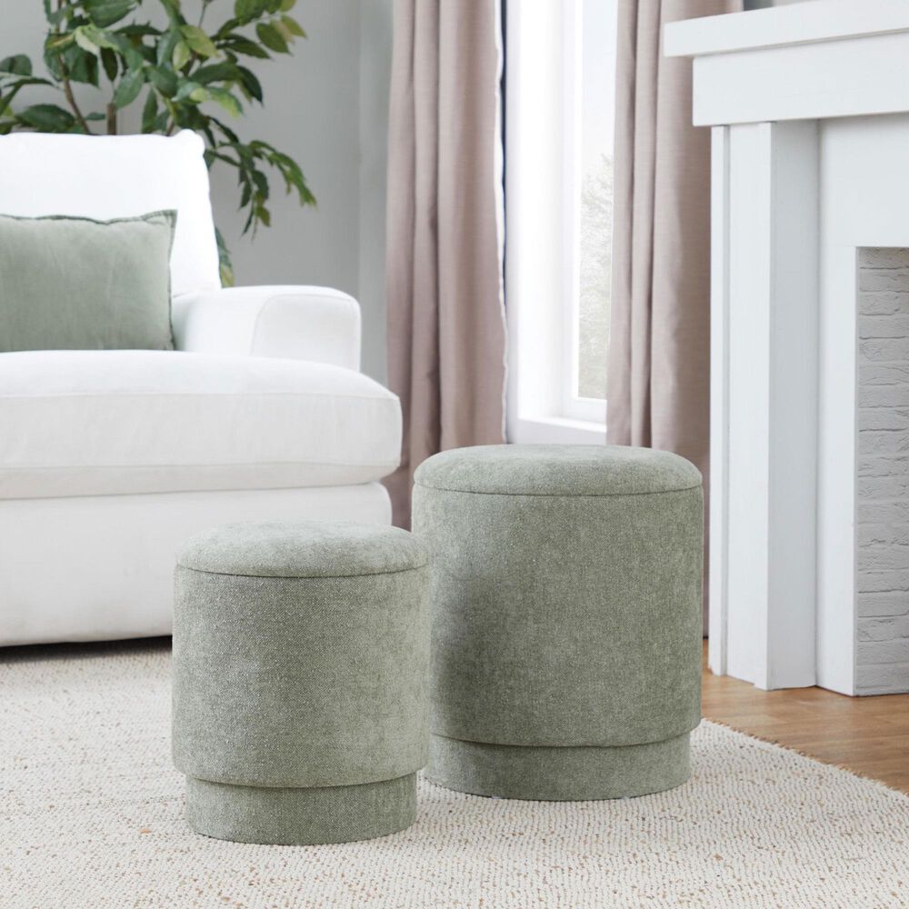 Lumisource Marla 2-Piece Upholstered Ottoman Set in Green, , large