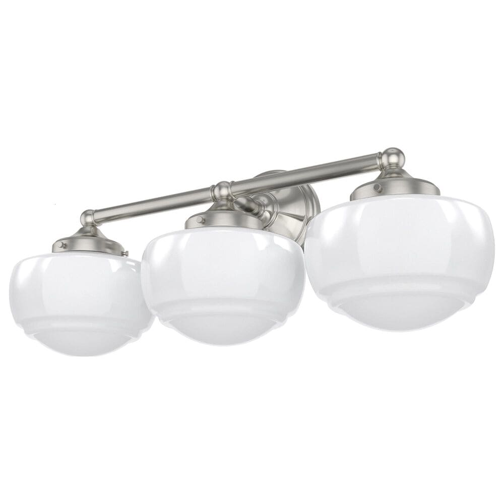 Hunter Saddle Creek 3-Light Vanity with White Shade in Brushed Nickel, , large