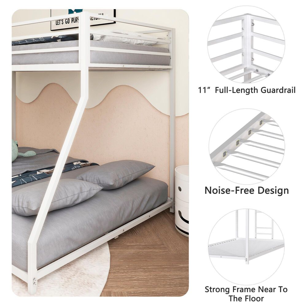 Hearth and Haven Adam Twin over Full Bunk Bed in White, , large