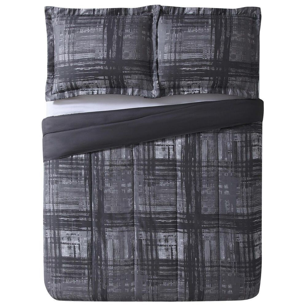 Pem America Style 212 3-Piece Full/Queen Plaid Comforter Set in Gray, , large