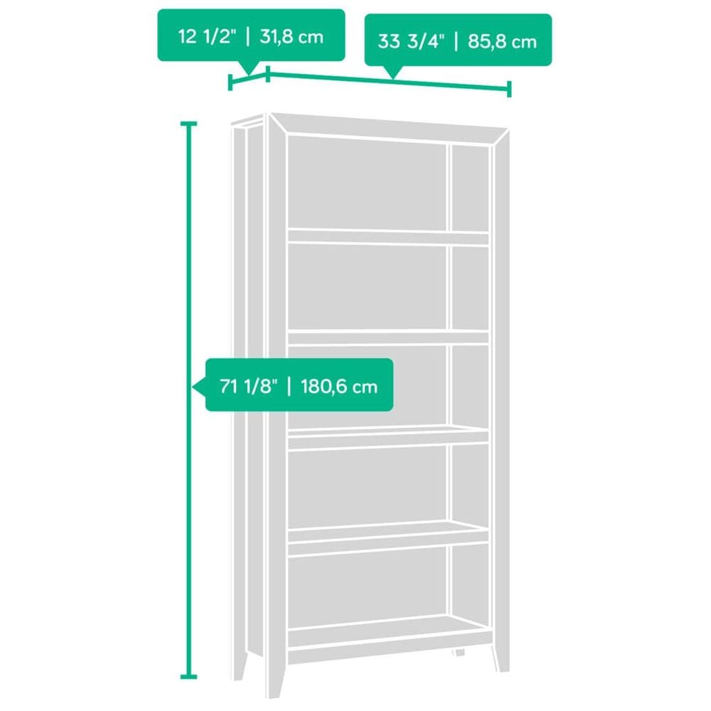 Sauder Dakota Pass 5-Shelf Bookcase in Char Pine, , large