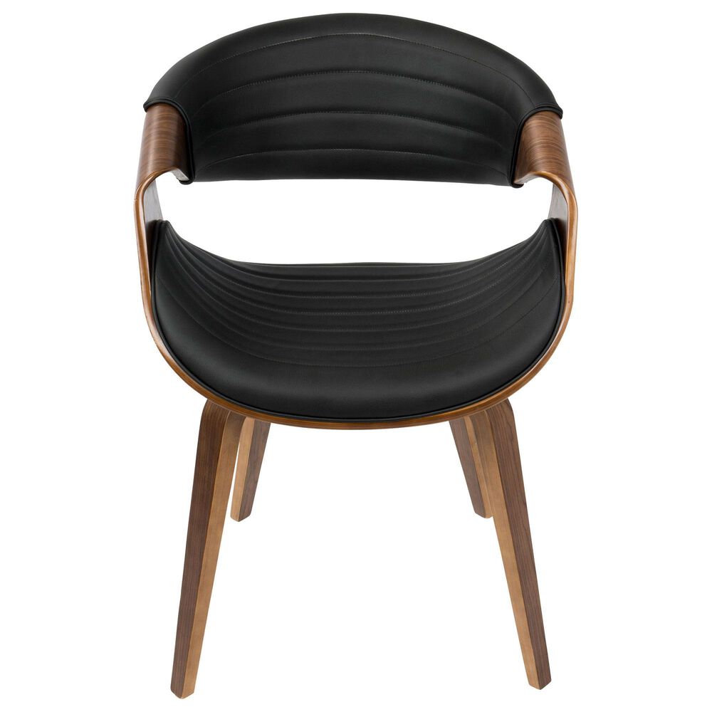 Lumisource Curvo Dining Chair in Black Faux Leather and Walnut Finish, , large