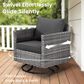 HOMLUX 3-Piece Patio Conversation Set with Square-Arm Swivel Rocking Chairs in Black, , large