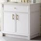 James Martin Bellshire 36" Single Bathroom Vanity in Bright White with 3 cm Siberian Silestone Top and Rectangular Sink, , large