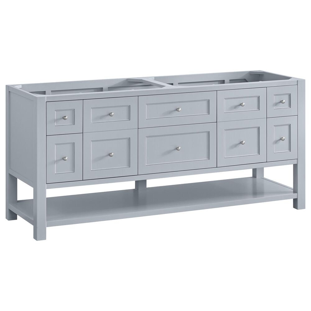James Martin Vanities Breckenridge 72&quot; Double Bathroom Vanity in Serenity Blue with 3 cm White Zeus Quartz Top and Rectangular Sinks, , large