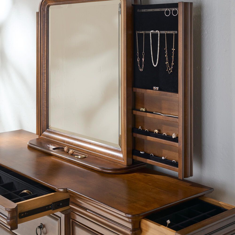 Universal Furniture New Lou 12-Drawer Dresser and Mirror in Cognac, , large