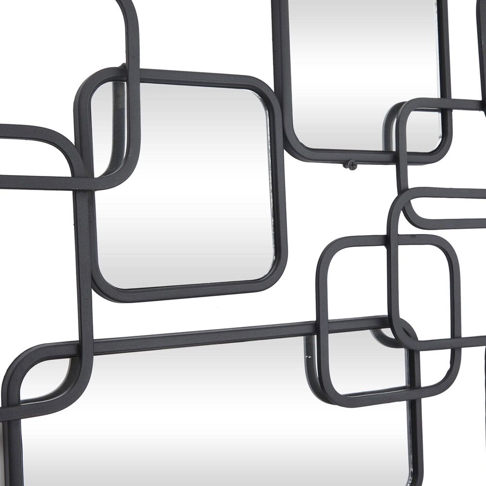 Maple and Jade 21&quot; x 46&quot; Metal Geometric Overlapping Rectangular Wall Mirror in Matte Black, , large