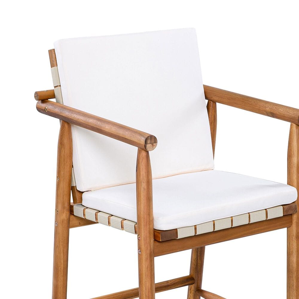 Hearth and Haven Outdoor Barstool with Webbing Design in Beige (Set of 2), , large